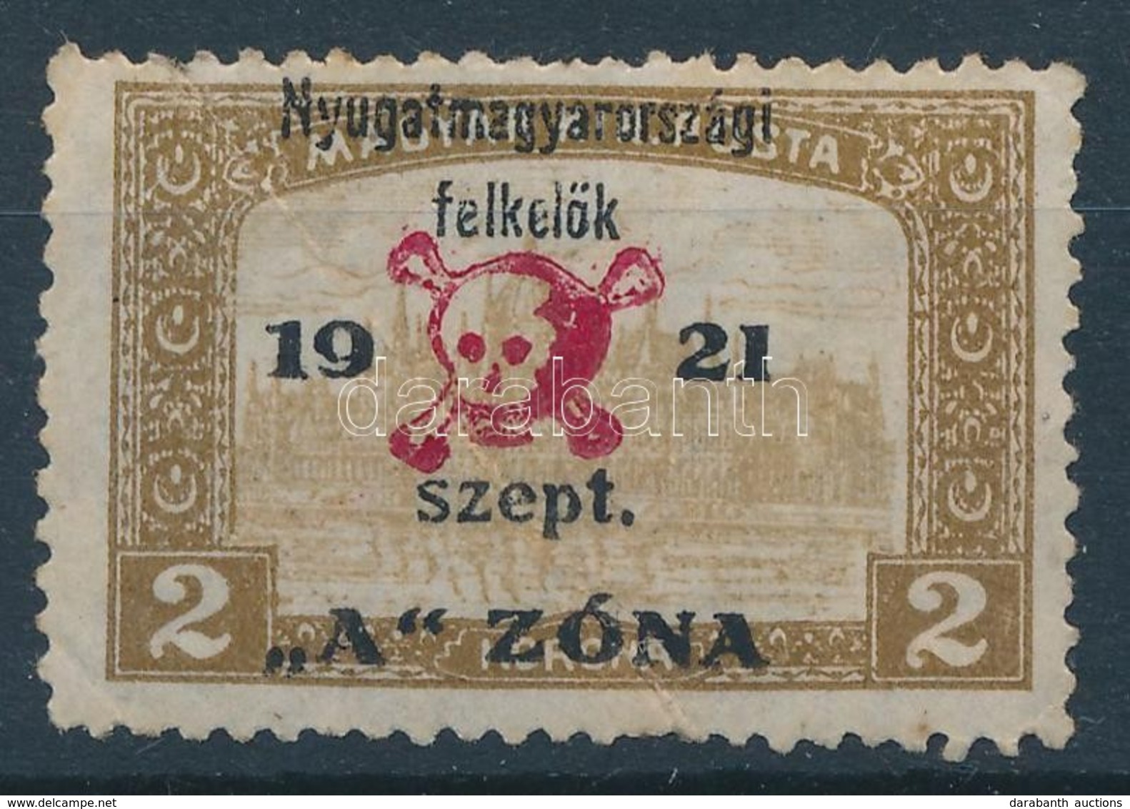 * Nyugat-Magyarország II. 1921 Halálfejes Kiadás 2K, Garancia Nélkül (80.000) (törések) - Other & Unclassified