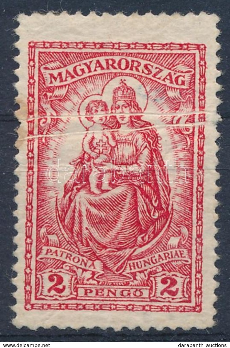 * 1926 Keskeny Madonna 2P Kettős Papírránccal / Mi 428 With Double Paper Crease - Other & Unclassified