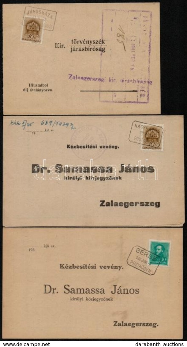 1936-1942 3 Db Nyomtatvány Postaügynökségi Bélyegzésekkel - Other & Unclassified