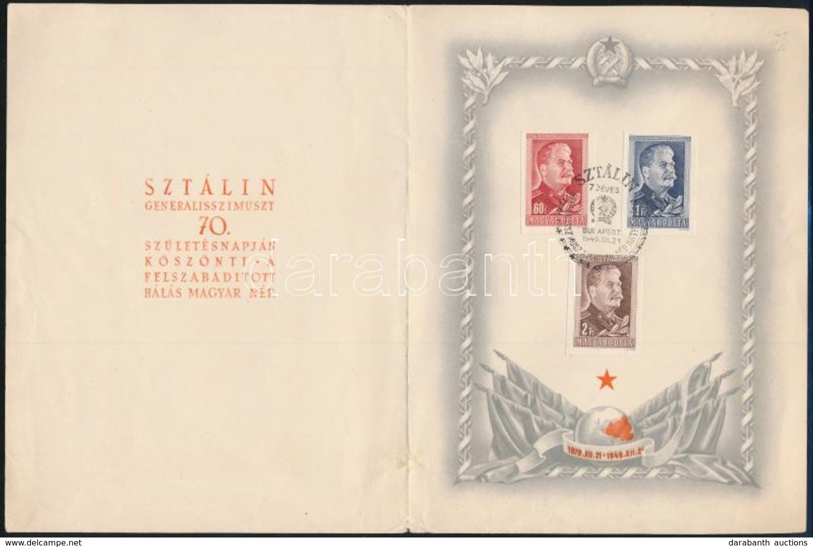 1949 Sztálin Vágott Sor Emléklapon + Ajánlott FDC-n - Andere & Zonder Classificatie