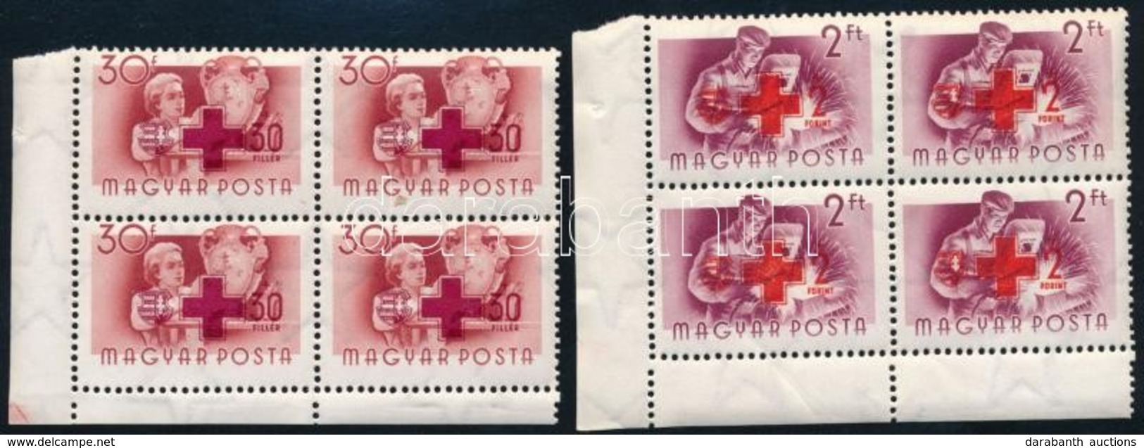 ** 1957 Vöröskereszt Sor ívsarki Négyes Tömbökben - Other & Unclassified