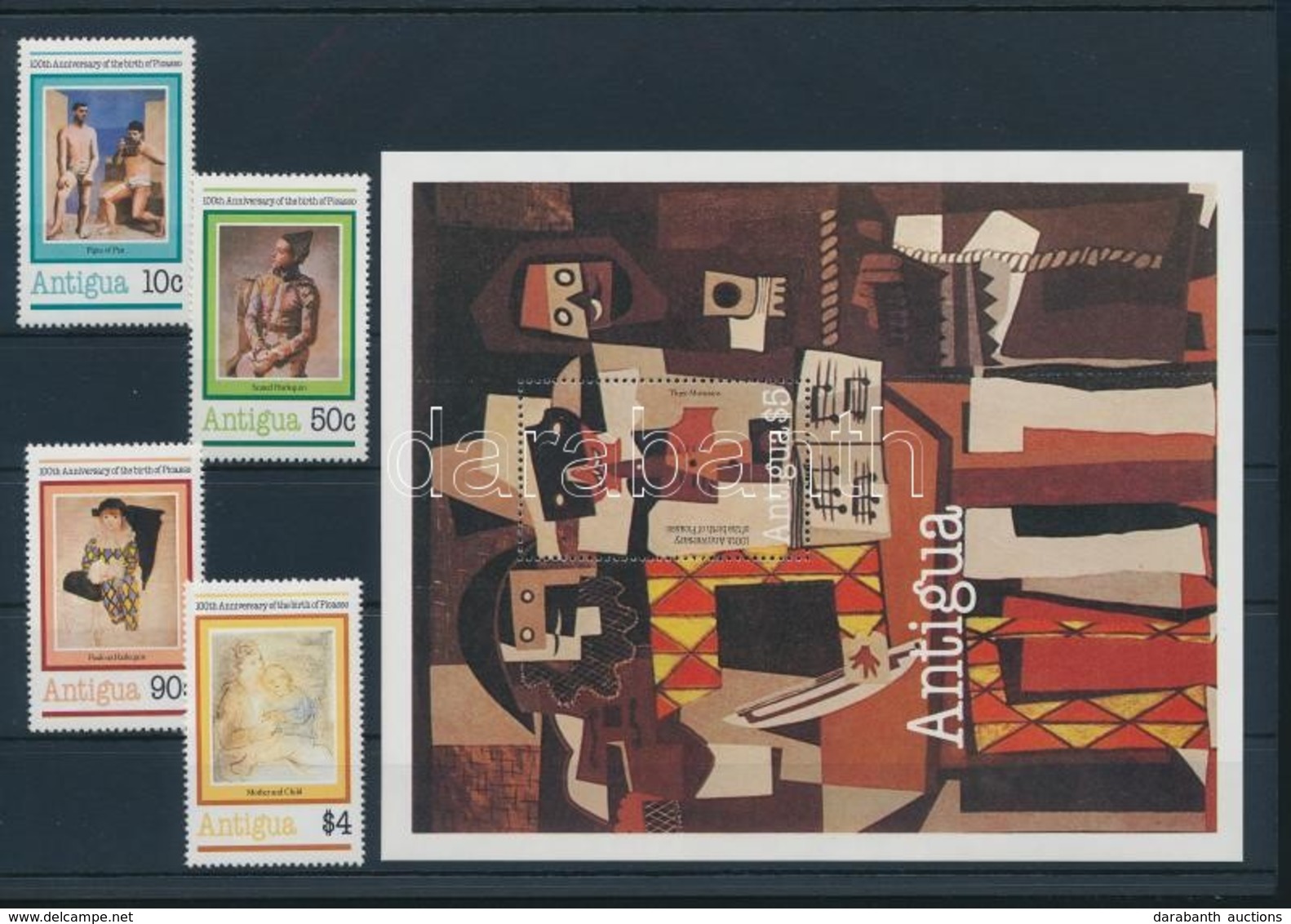 ** 1981 Picasso, Festmény Sor + Blokk,
Picasso, Painting Set + Block
Mi 623-626 + Mi 54 - Other & Unclassified