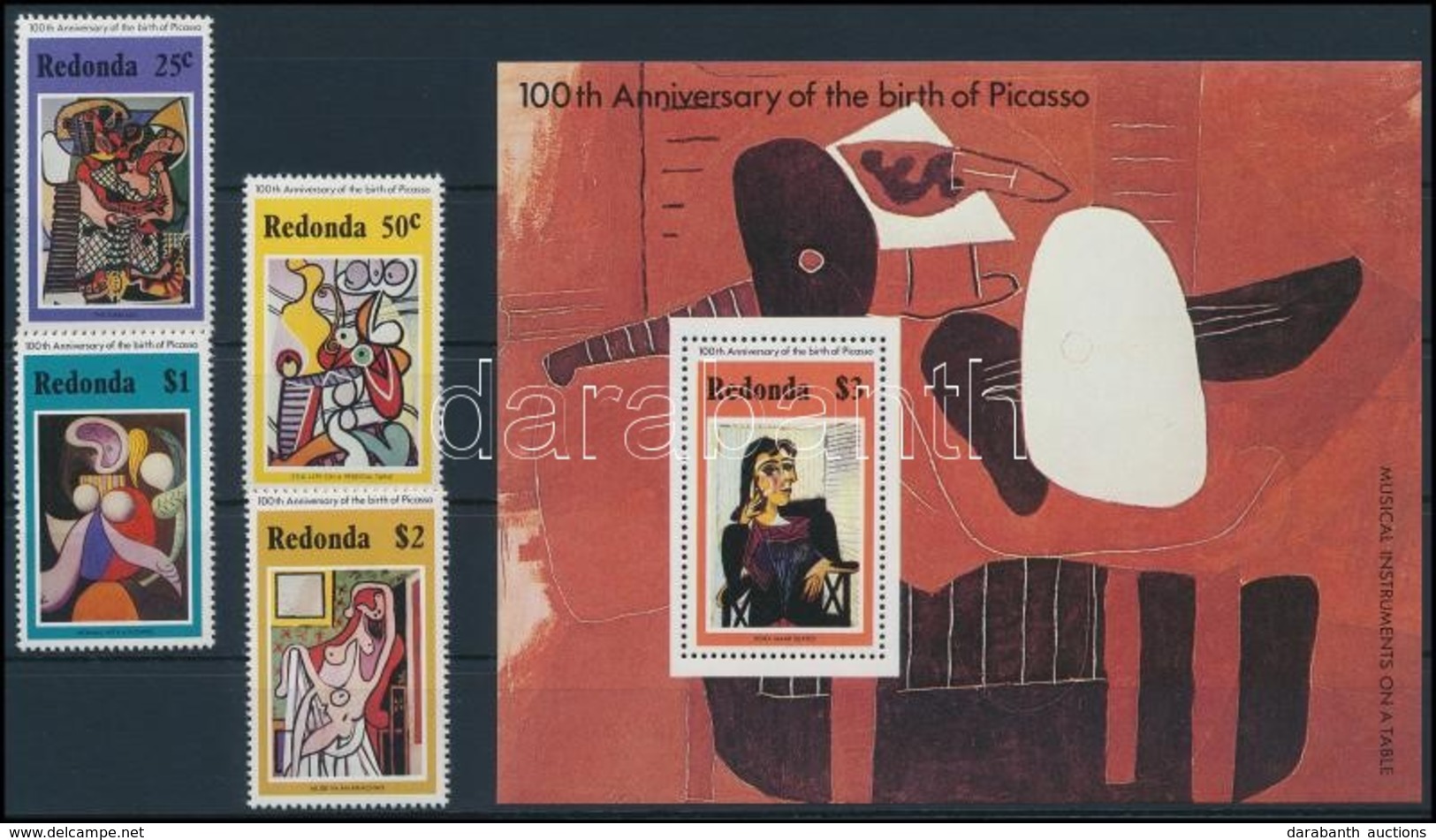 ** 1981 Picasso, Festmények Sor + Blokk,
Picasso, Paintings Set + Block
Mi 76-79 + Mi 12 - Other & Unclassified