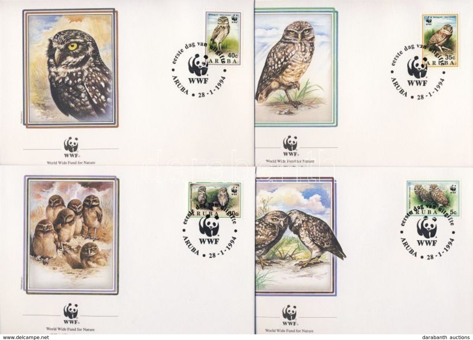 ** 1994 WWF Bagoly Sor + 4 Db FDC Mi 134-137 - Other & Unclassified