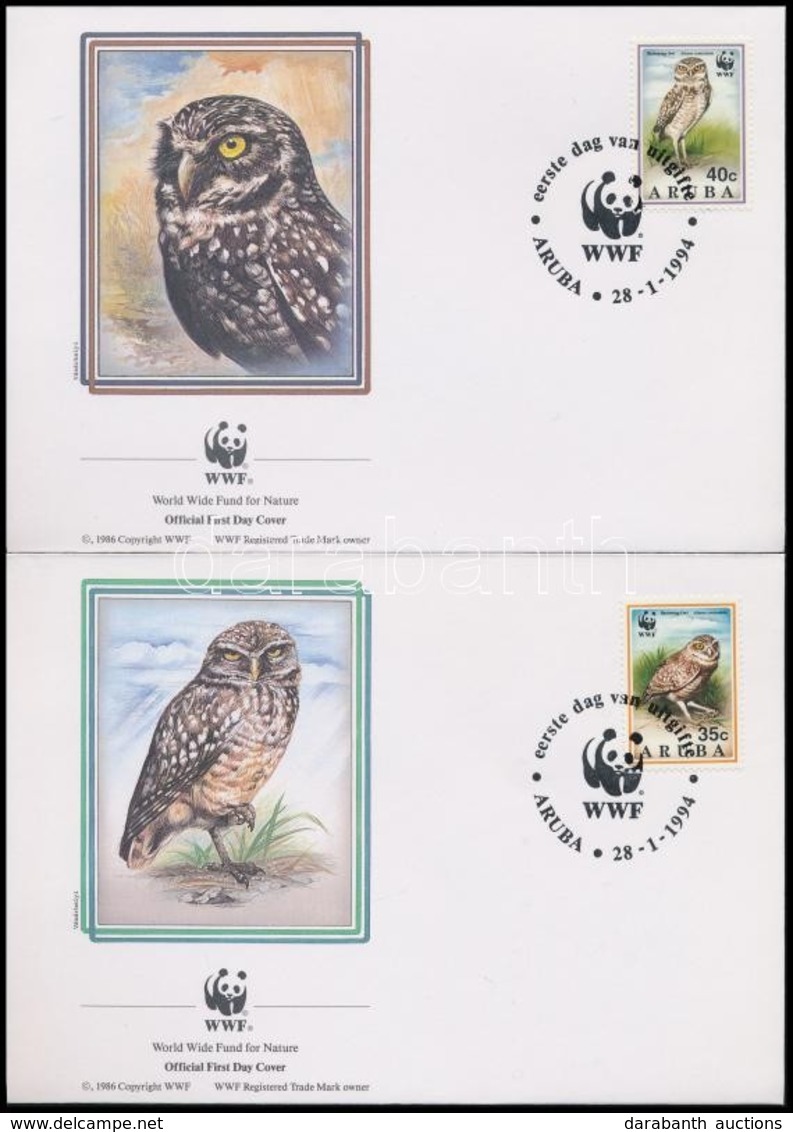 ** 1994 WWF: Baglyok Sor 4 Db FDC-n + Sor Mi 134-137 (40c Hátoldalán Betapadás) - Other & Unclassified