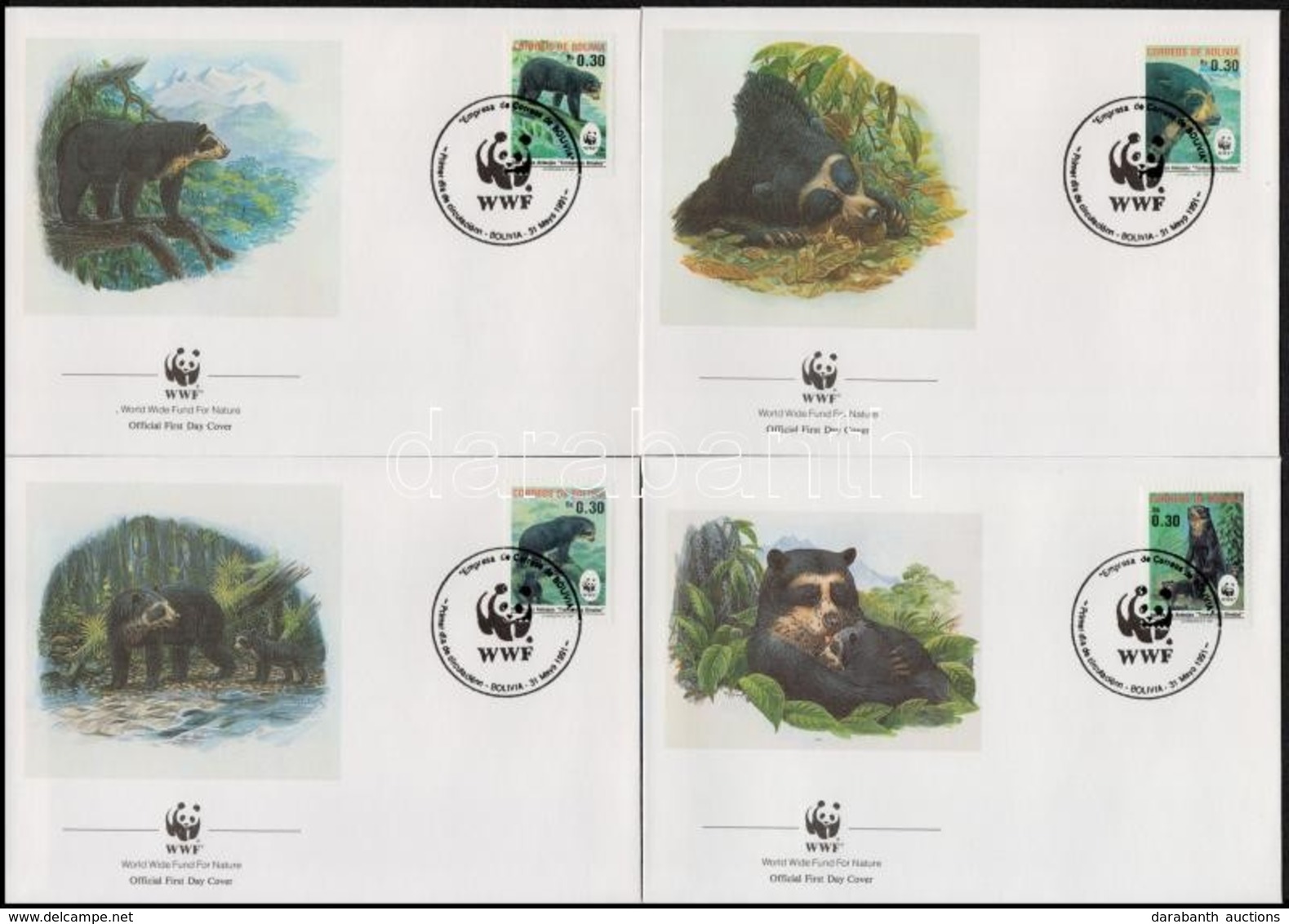 1991 WWF: Pápaszemes Medve Sor 4 FDC-n Mi 1137-1140 - Other & Unclassified