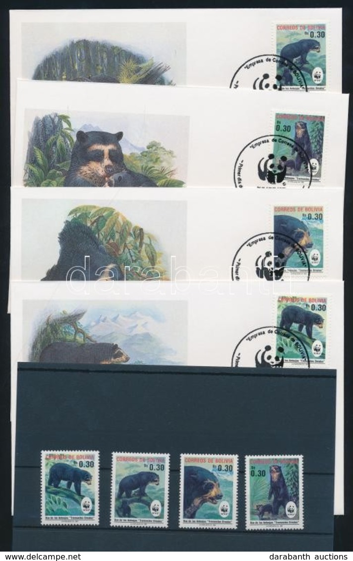 ** 1991 WWF: Pápaszemes Medve Sor Mi 1137-1140 + 4 FDC - Andere & Zonder Classificatie