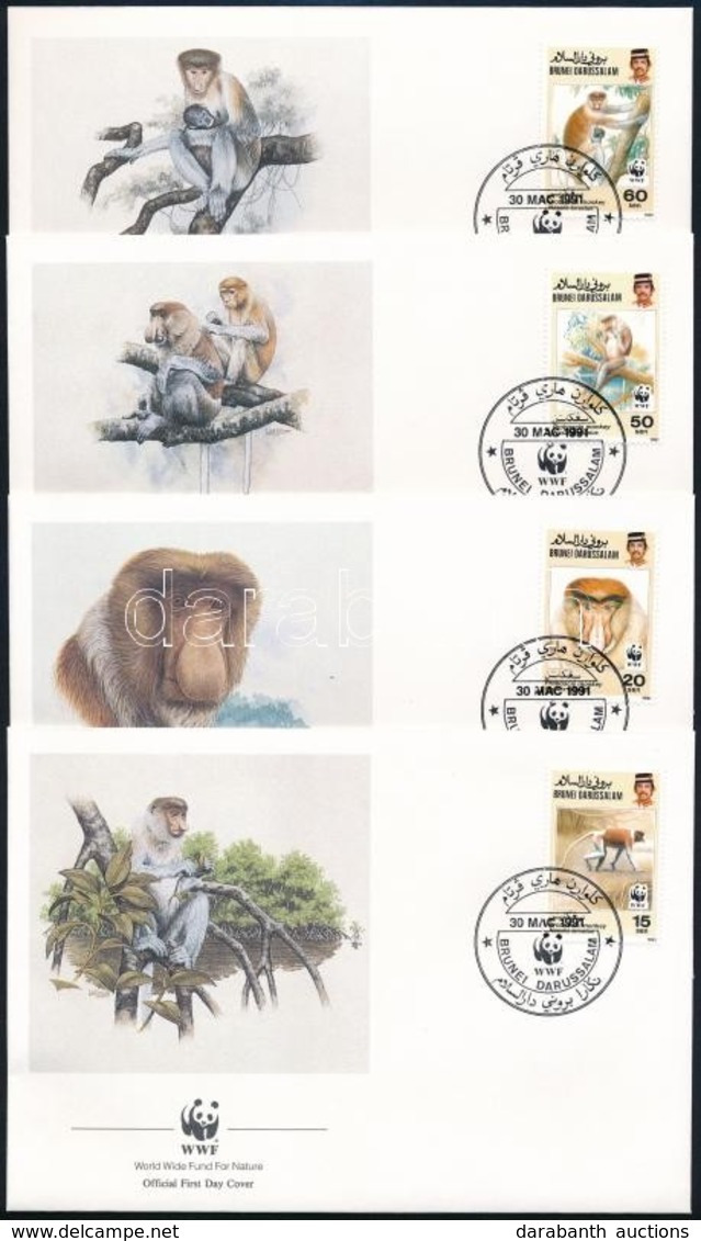 1991 WWF Borneói Nagyorrúmajom 4 FDC-n Mi 430-433 - Andere & Zonder Classificatie