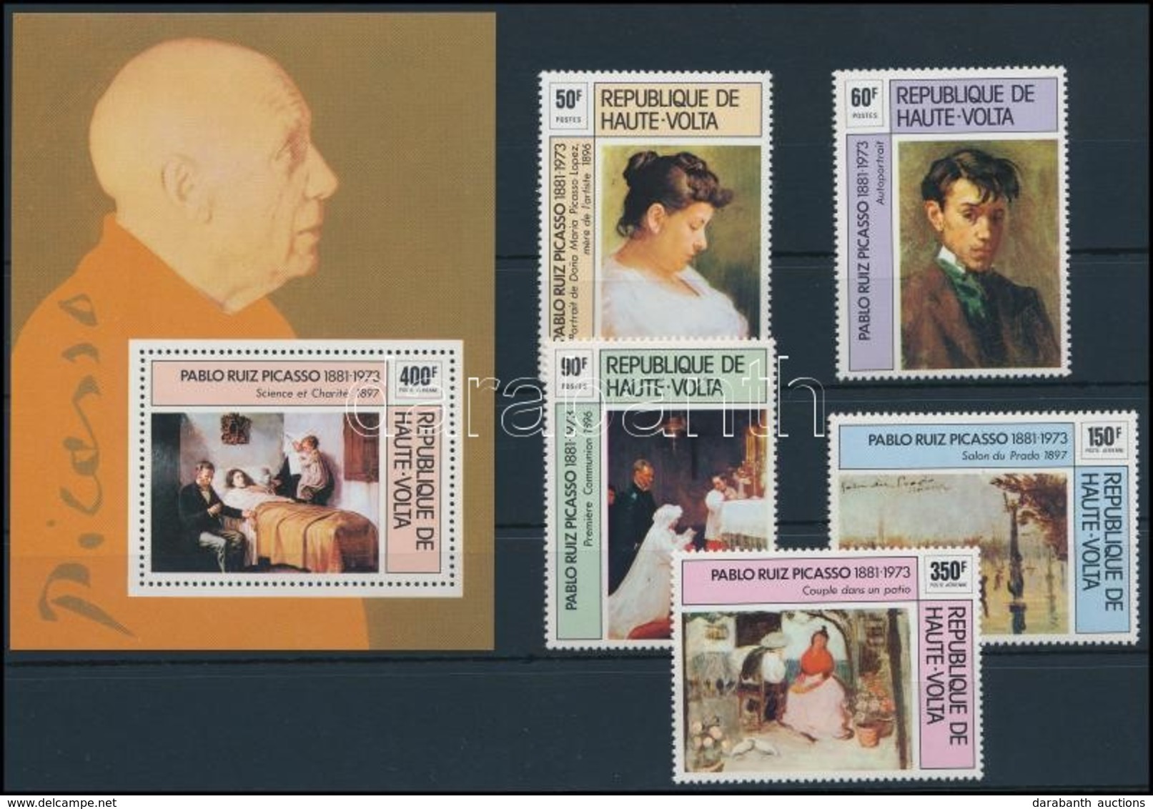 ** 1975 Picasso, Festmény Sor + Blokk,
Picasso, Painting Set + Block
Mi 587-591 + Mi 37 - Other & Unclassified