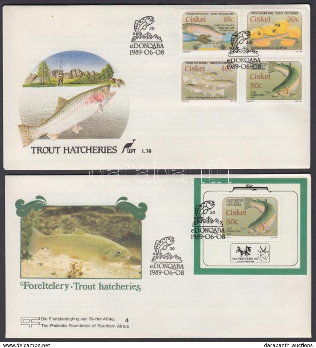 1989 Pisztrángok Sor FDC-n Mi 153-156 + Blokk FDC-n Mi 4 - Other & Unclassified