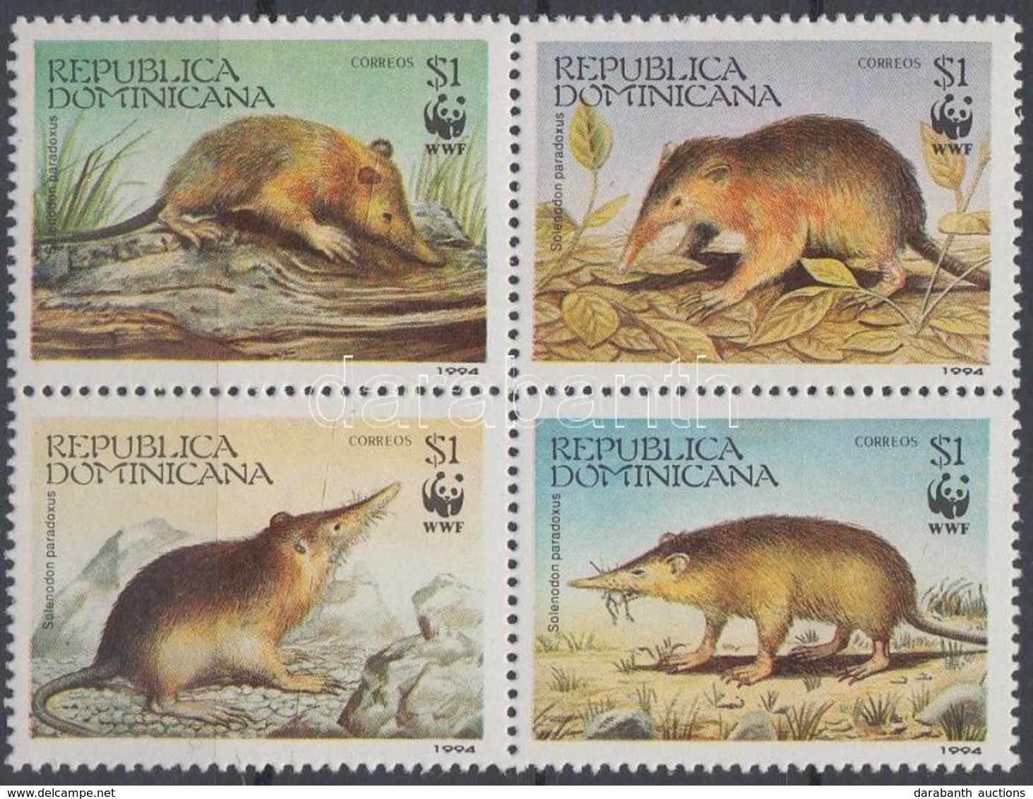 ** 1994 WWF Patkány-vakondfélék Négyestömb + Ugyanaz A Sor 4 FDC-n Mi 1698-1701 - Other & Unclassified