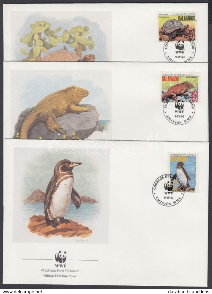 ** 1992 WWF élővilág Bélyegek Egy Sorból (halvány Gépszínátnyomat) + Ugyanazok Az értékek 4 FDC-n Mi 2207-2209 + 2212 - Other & Unclassified