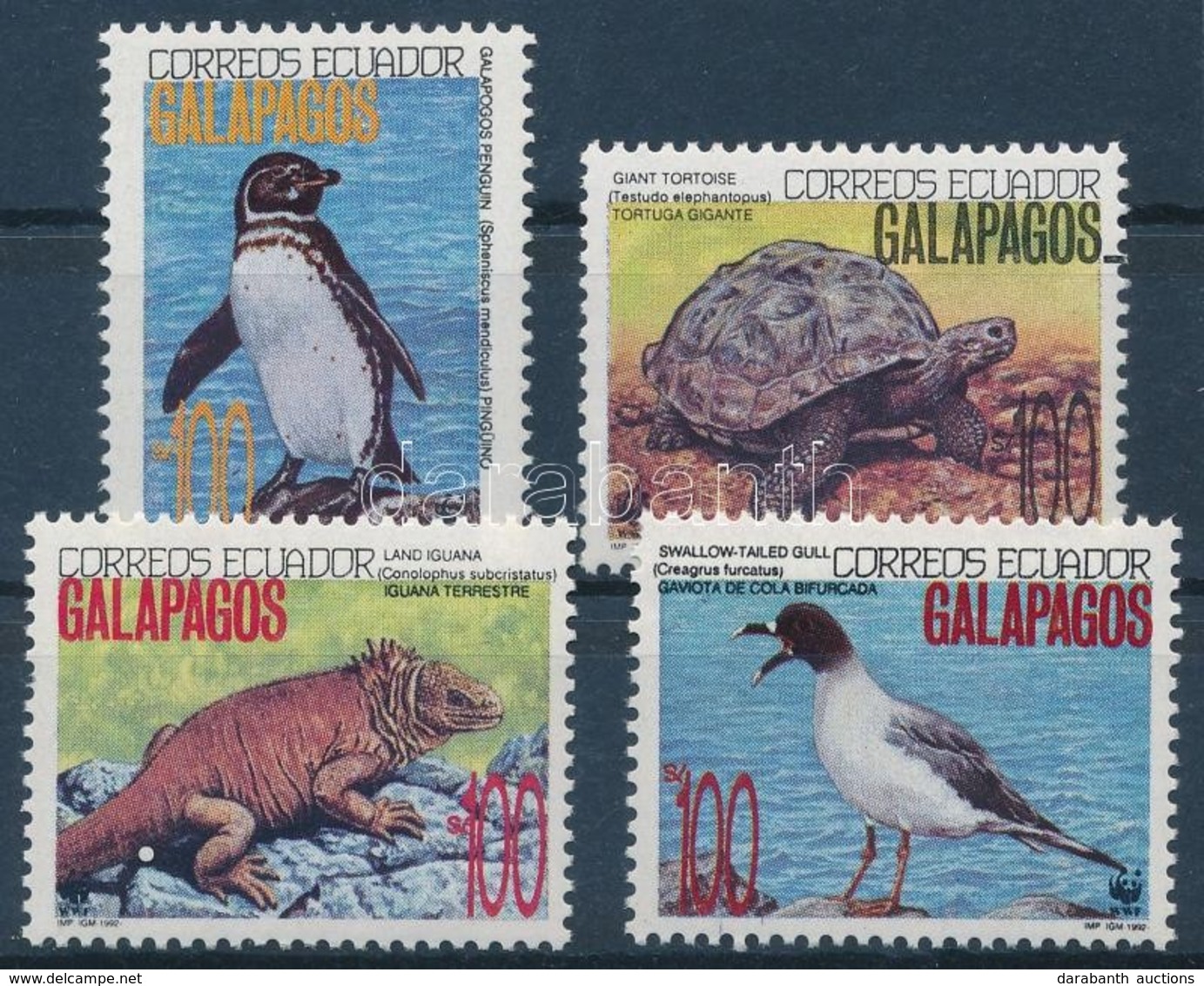 ** 1992 WWF: A Galápagos-szigetek élővilága Sor 4 értéke + 4 Db FDC Mi 2207-2209 + 2212 - Autres & Non Classés