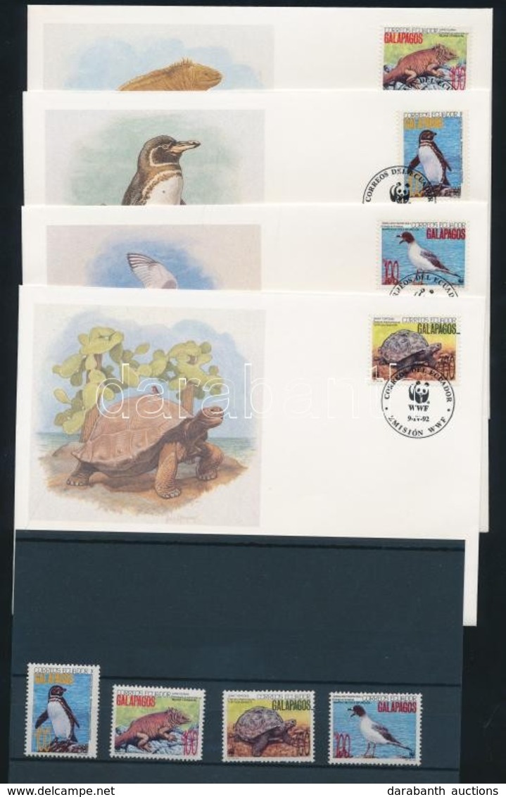 ** 1992 WWF: Galápagosi állatok Mi 2207-2209, 2212 + 4 FDC (pici Gumi Hiba) - Other & Unclassified