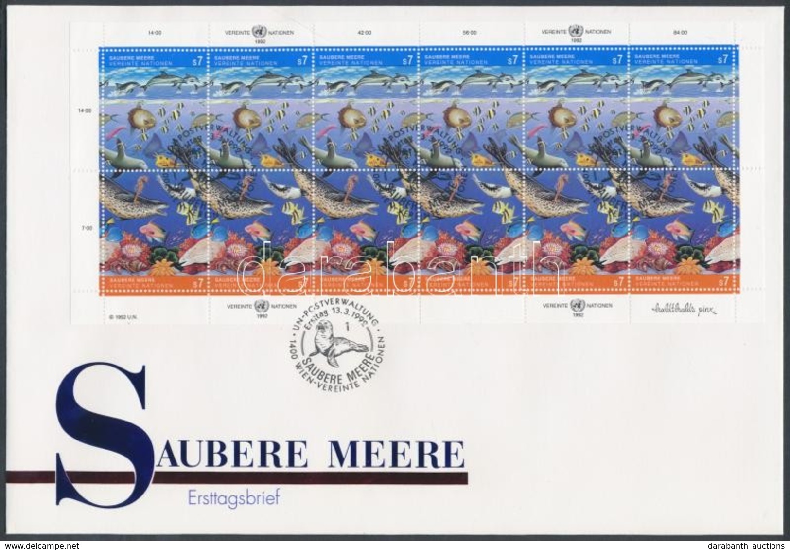 1992 A Tiszta Tengerekért Kisív Mi 127-128 FDC - Other & Unclassified