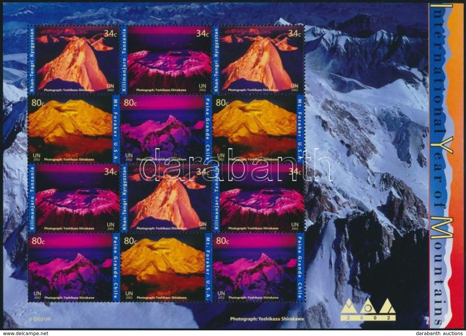 ** 2002 Hegyek Nemzetközi éve Kisív,
International Year Of Mountains Minisheet
Mi 363-366 - Autres & Non Classés