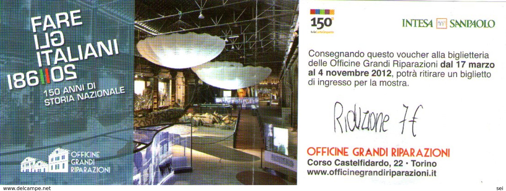 B 2466 - Biglietto D'ingresso, Officine Grandi Riparazioni, Torino - Biglietti D'ingresso