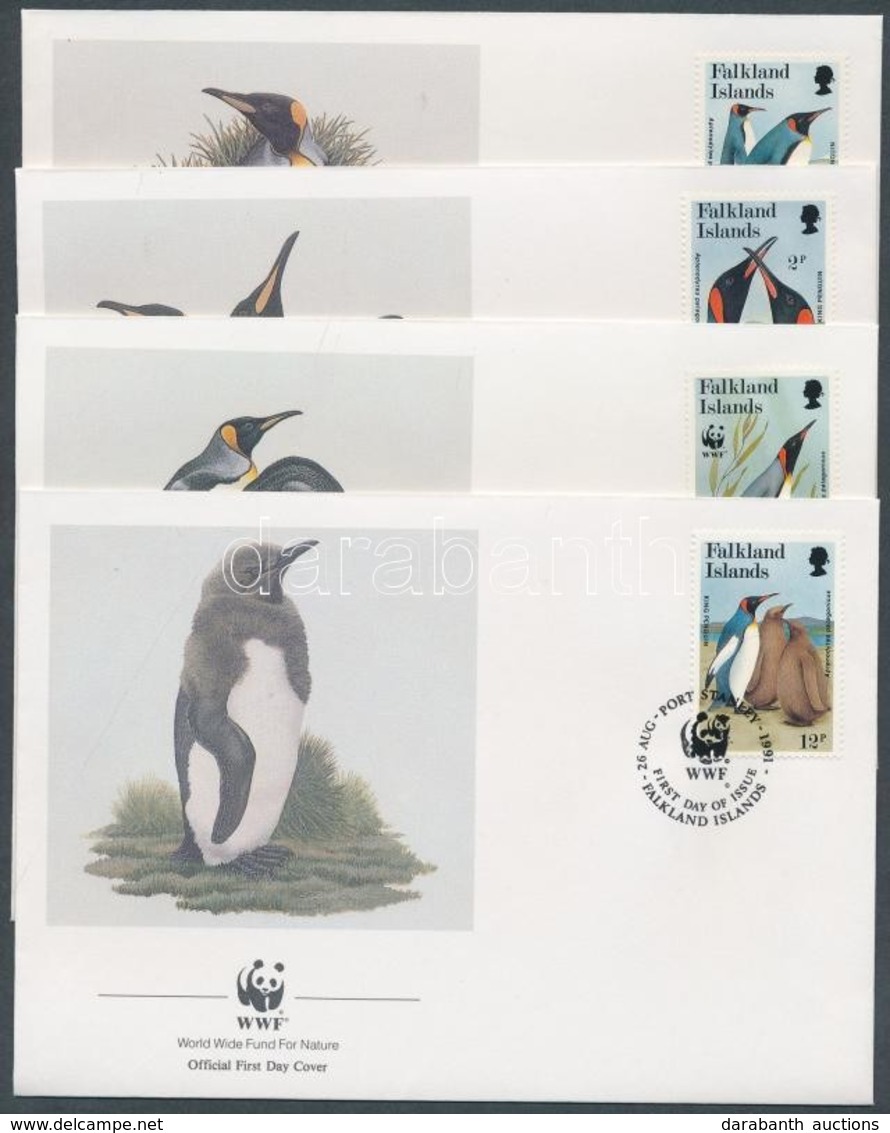 1991 WWF Pingvinek Bélyegek Egy Sorból Mi 538-541 4 FDC - Other & Unclassified