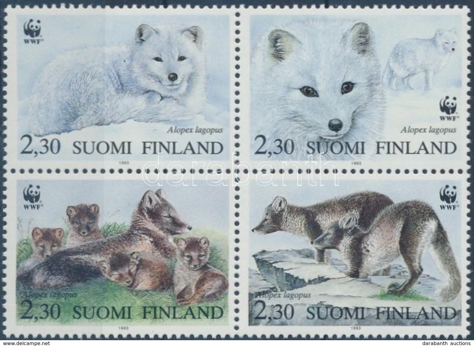 ** 1993 WWF Sarki Róka Négyestömb + 4 FDC Mi 1202-1205 - Other & Unclassified