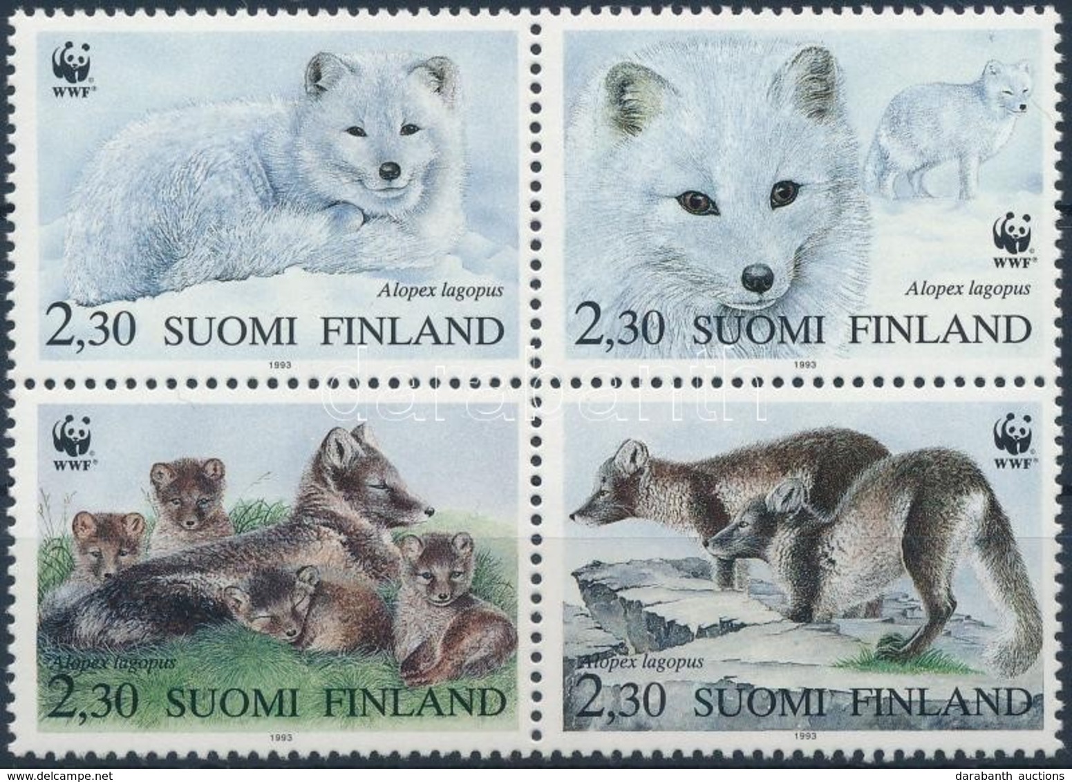 ** 1993 WWF: Sarki Róka Négyestömb  + 4 Db FDC Mi 1202-1205 - Other & Unclassified