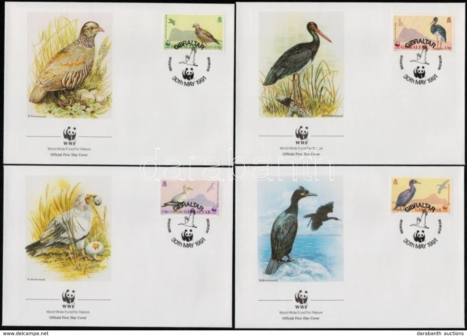 ** 1991 WWF Madarak Sor (2 Pár) + Sor 4 FDC-n Mi 619-622 - Other & Unclassified