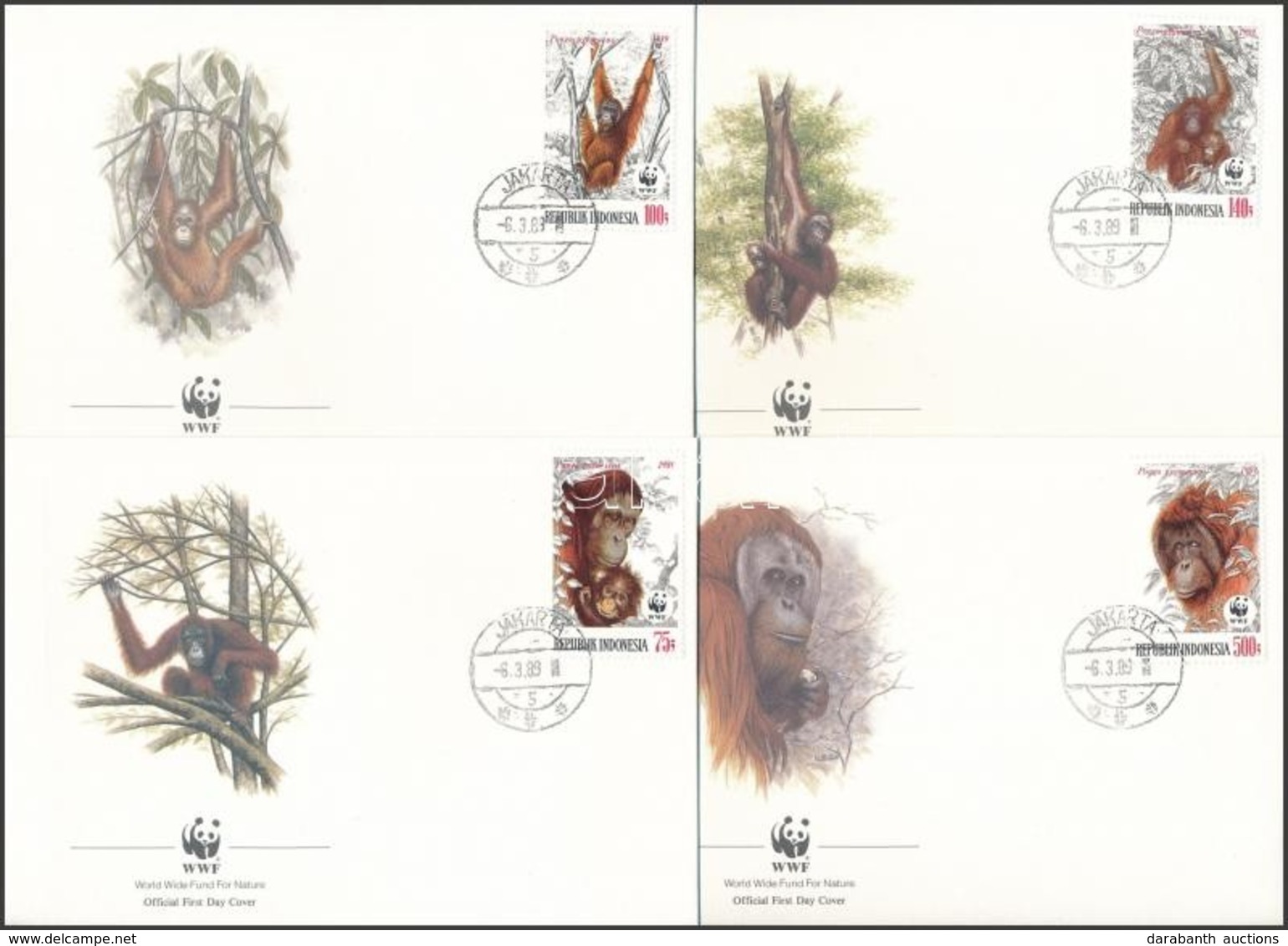 1989 WWF: Orángután Sor Mi 1291-1294 4 FDC-n - Other & Unclassified
