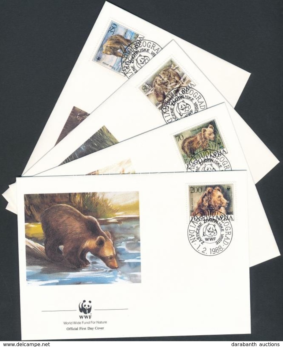 1988 WWF Barna Medve Sor Mi 2260-2263 4 FDC - Andere & Zonder Classificatie