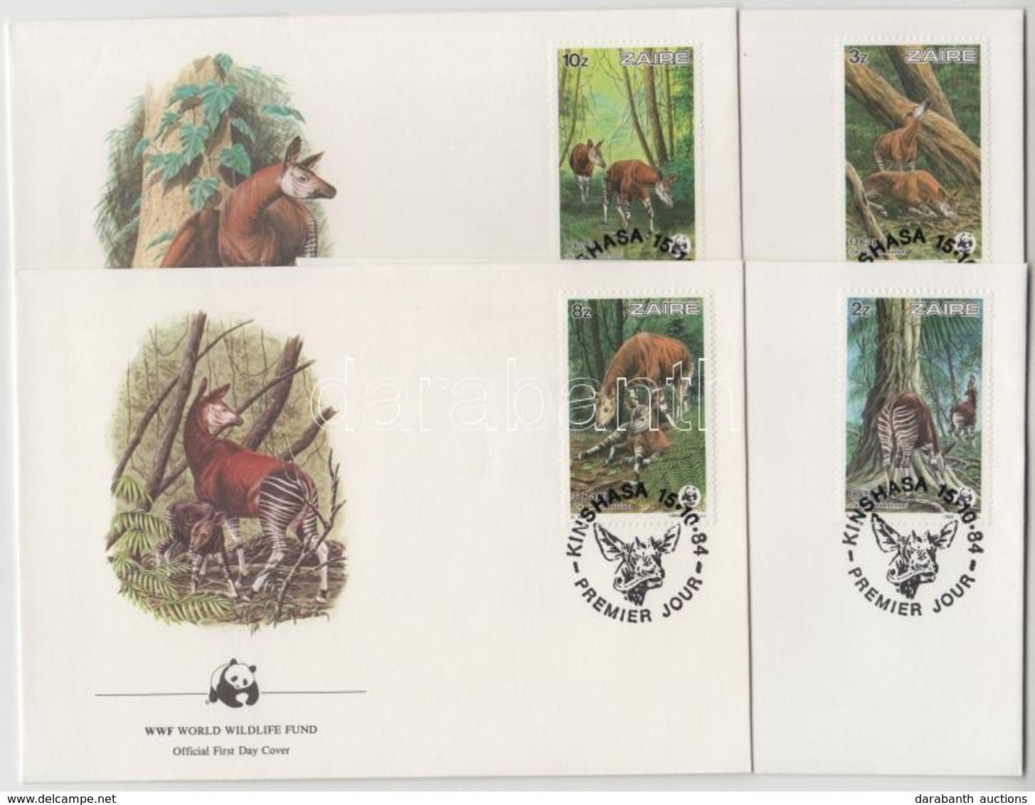 1984 WWF Okapi Sor Mi 875-878 4 FDC - Other & Unclassified