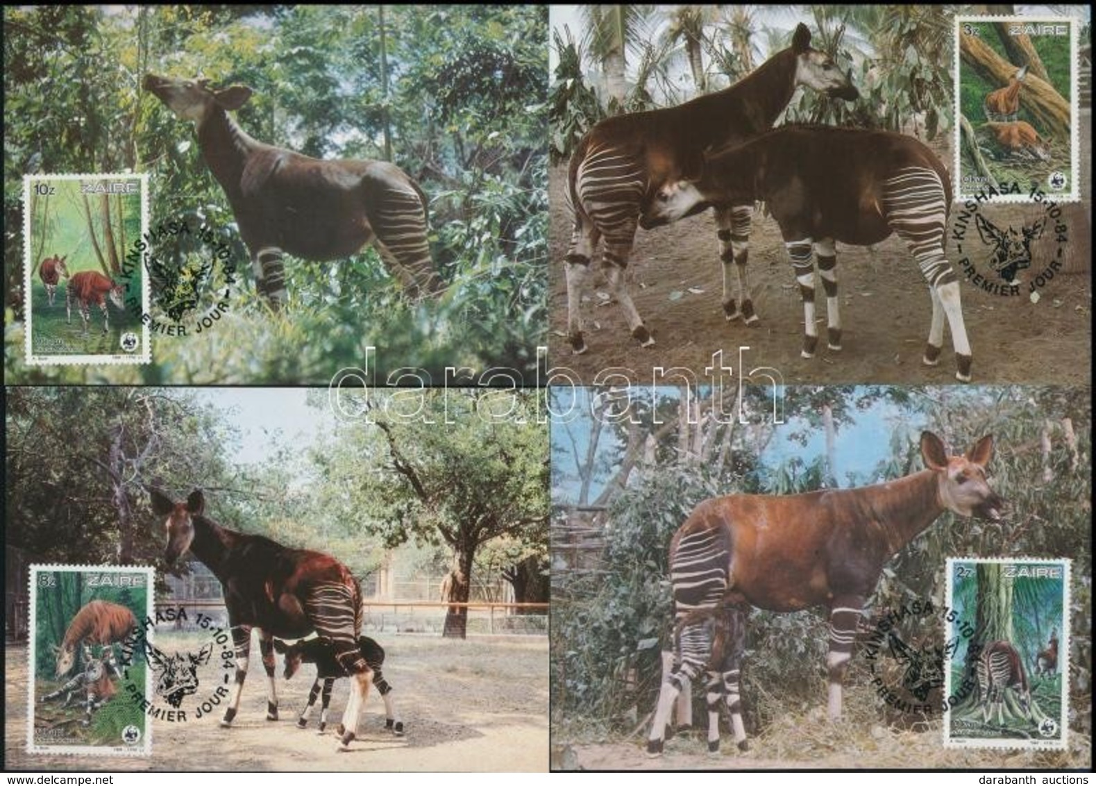 1984 WWF: Okapi Sor 4 Db CM-en,
WWF: Okapi Set On 4 CM
Mi 875-878 - Other & Unclassified