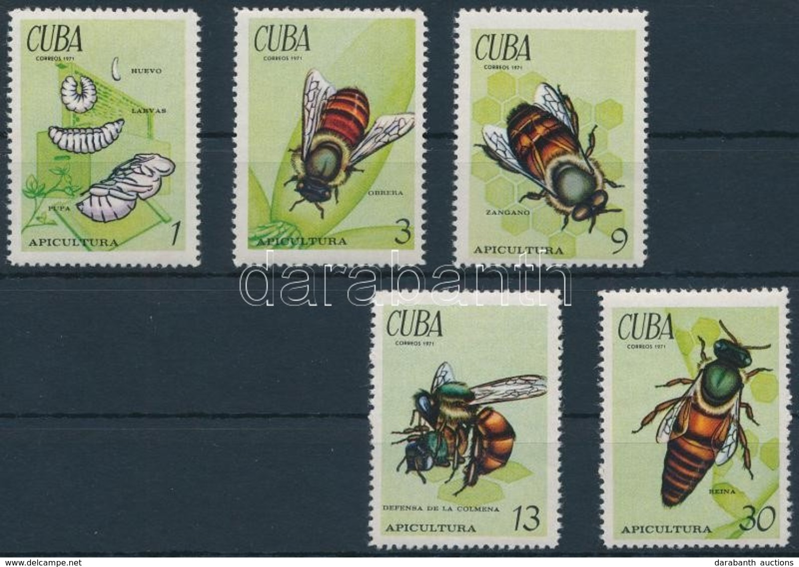 ** 1971 Méhek Sor,
Bees Set
Mi 1702-1706 - Other & Unclassified