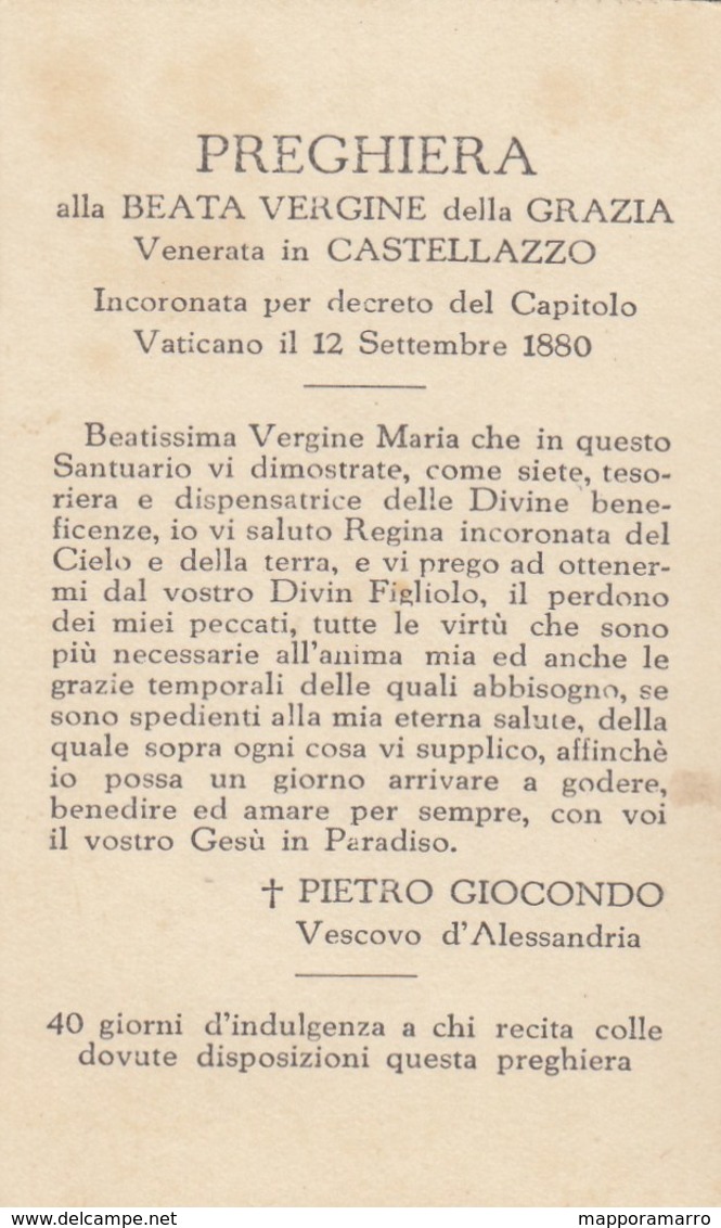 SANTINO - BEATA VERGINE DELLE GRAZIE - CASTELLAZZO BORMIDA- - Imágenes Religiosas