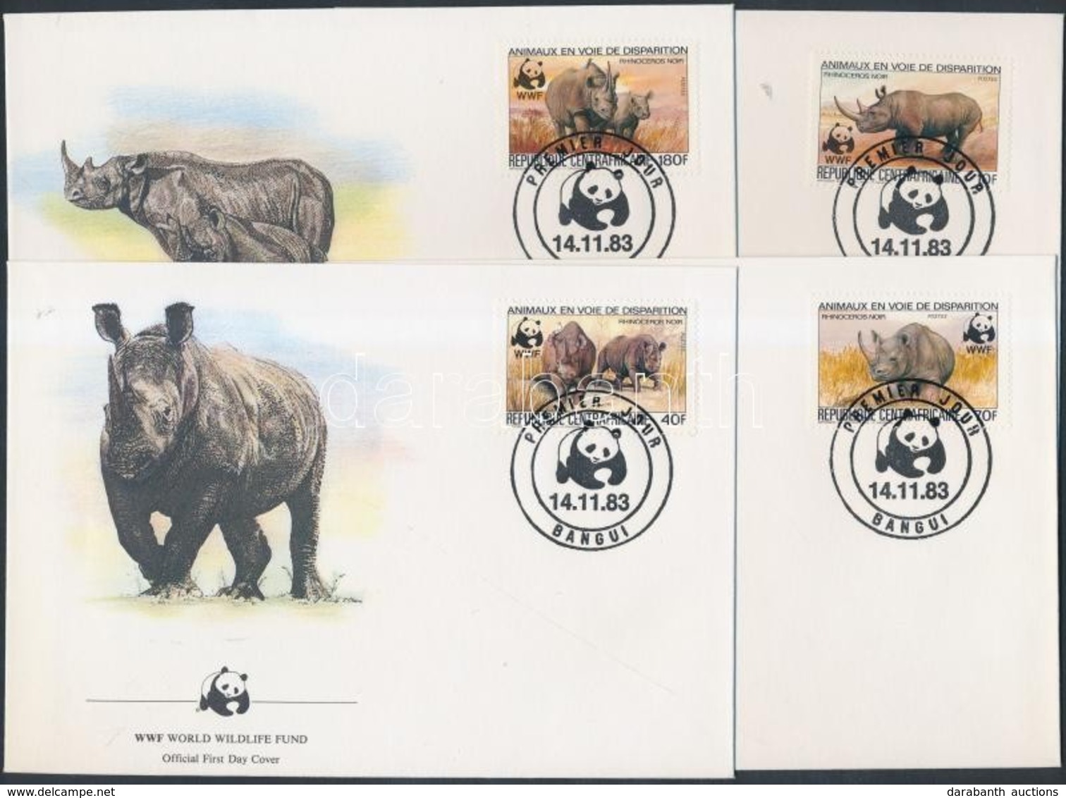 1983 WWF: Fekete Orrszarvú Sor Mi 985-988 A 4 FDC-n - Other & Unclassified