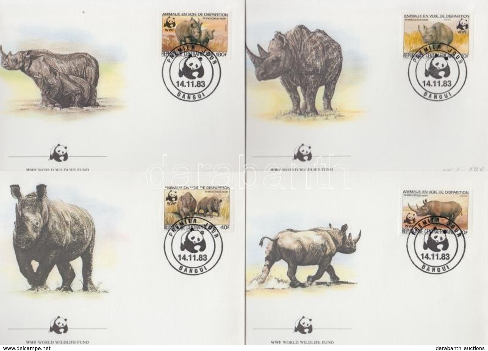 1983 WWF: Orrszarvú Sor Mi 985A-988A 4 Db FDC-n - Other & Unclassified