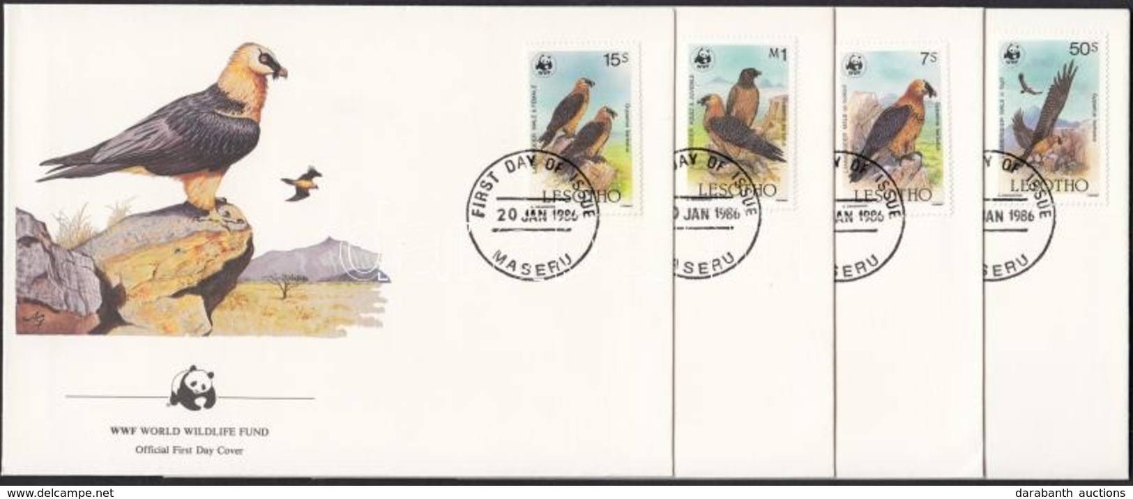 1986 WWF Szakállas Keselyű Sor Mi 556-559 4 FDC - Other & Unclassified