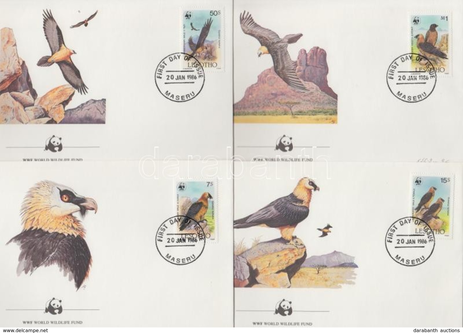 1986 WWF: Keselyű Sor Mi 556-559 4 Db FDC-n - Other & Unclassified