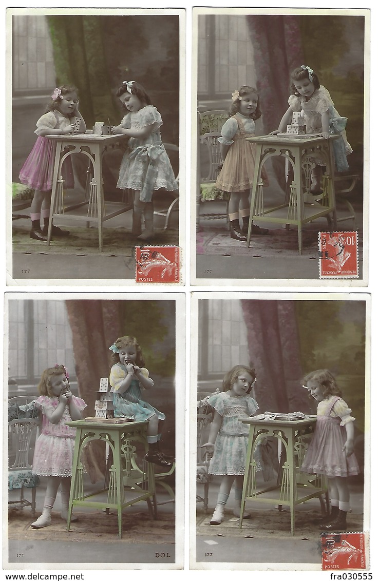 Fantaisie - Lot Complet De 4 CPA - Le Château De Cartes - 1910 - Autres & Non Classés