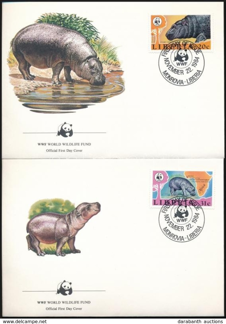 1986 WWF: Törpe Víziló Sor 4 FDC-n Mi 1315-1318 - Other & Unclassified