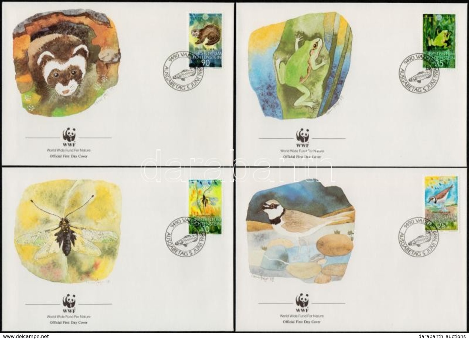 ** 1989 WWF Állatok Sor + Sor 4 FDC-n Mi 967-970 - Other & Unclassified