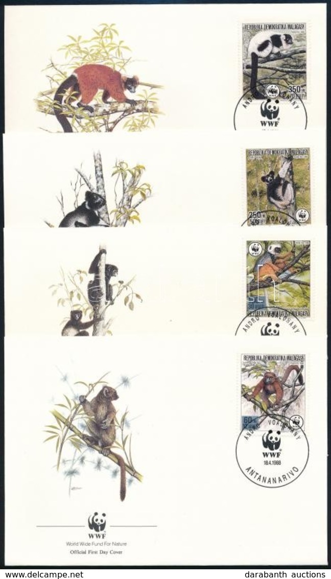 1988 WWF: Lemúrok Sor Mi 1110-1113 A 4 FDC-n - Other & Unclassified