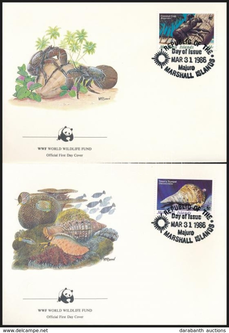 1986 WWF: Tengeri Csigák és Kagylók Sor 4 Db FDC-n Mi 73-76 - Other & Unclassified