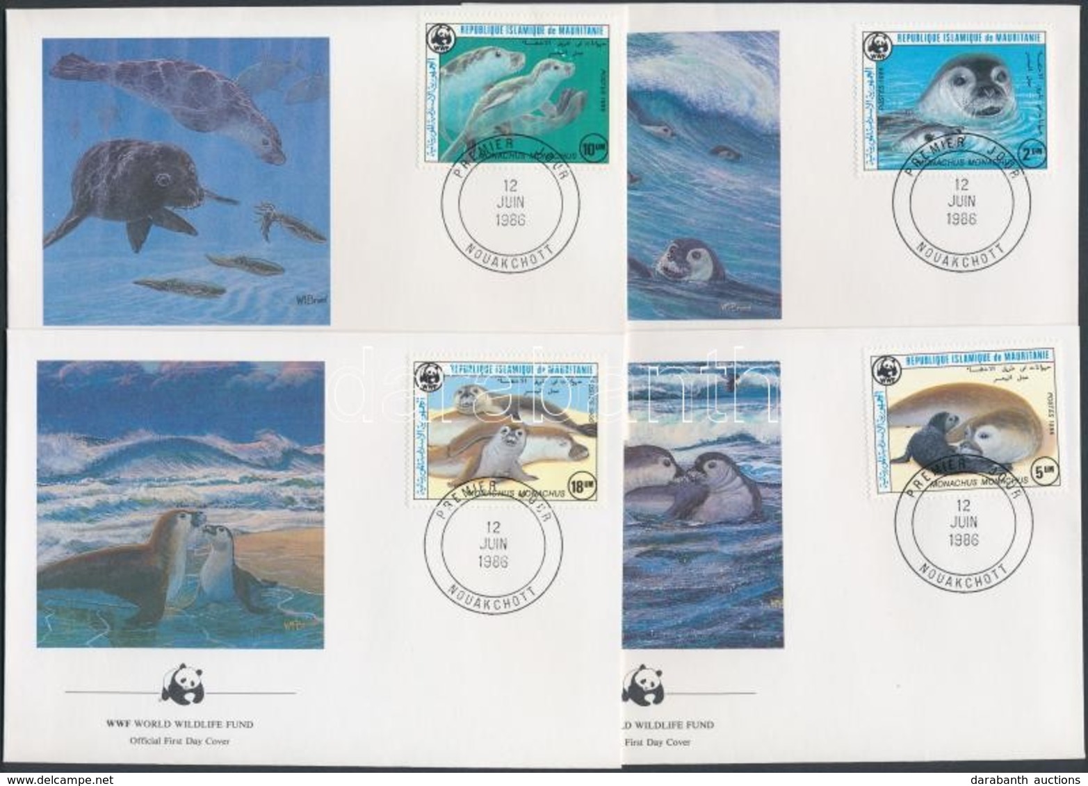 1986 WWF Fókák Sor 4 FDC-n Mi 871-874 - Other & Unclassified