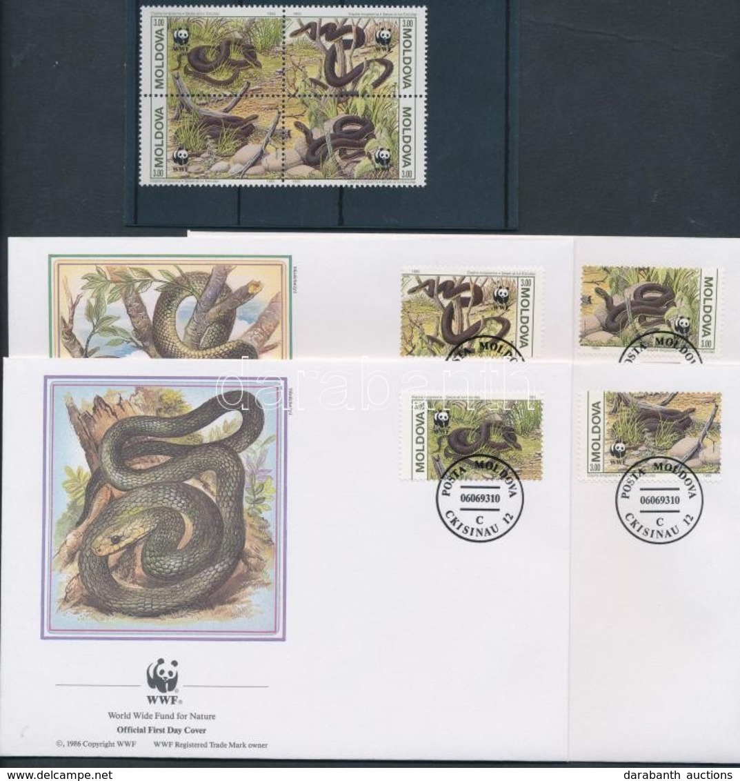 ** 1993 WWF Keresztes Vipera Négyestömb Mi 50-53 + FDC-n - Other & Unclassified