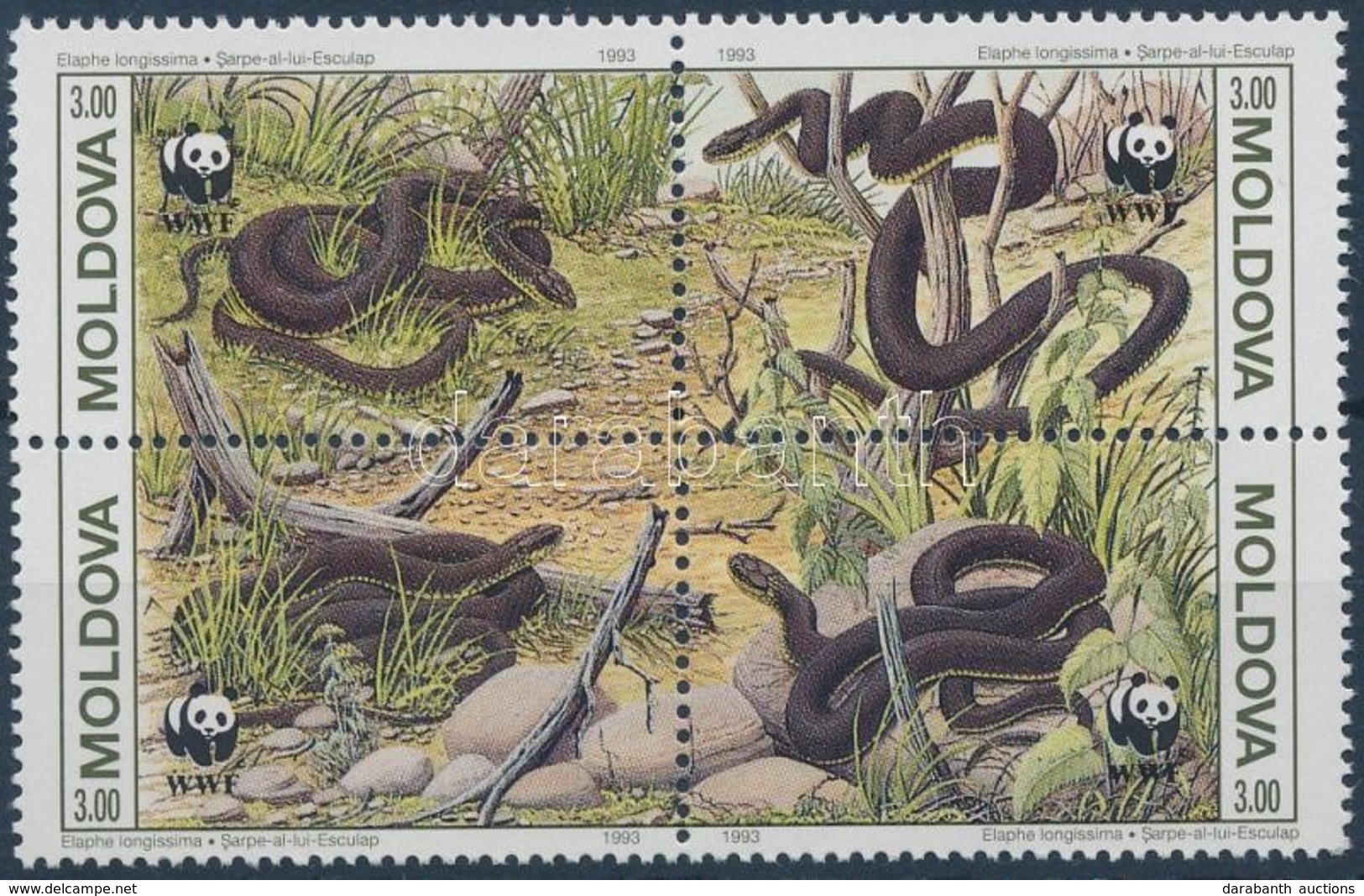 ** 1993 WWF Kígyók Négyestömb + 4 FDC (WWF-es értékek) Mi 50-53 - Other & Unclassified