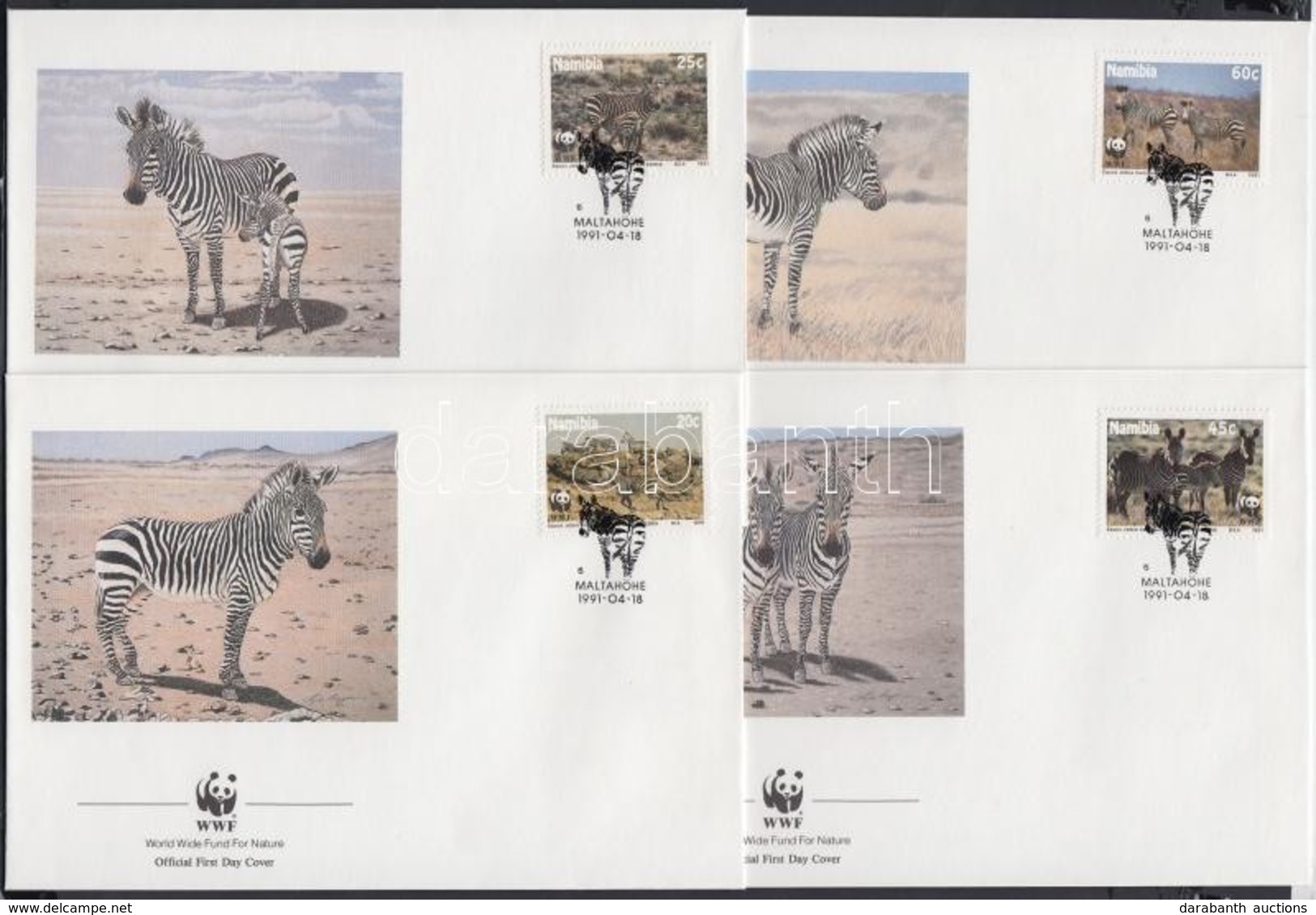 1991 WWF Zebra Sor 4 FDC-n Mi 702-705 - Other & Unclassified