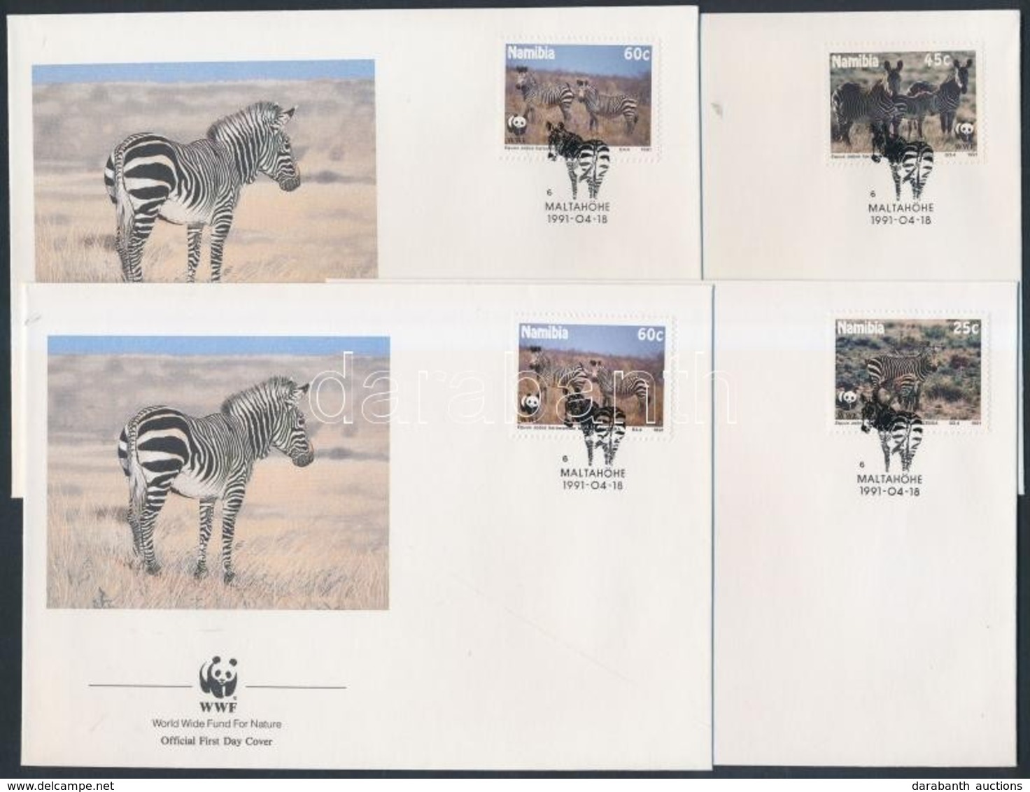 1991 WWF: Hegyi Zebra Sor Mi 702-705 4 FDC-n - Other & Unclassified
