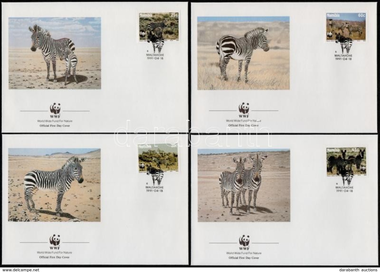 ** 1991 WWF: Zebra Sor 4 FDC-n + Sor Mi 702-705 - Andere & Zonder Classificatie
