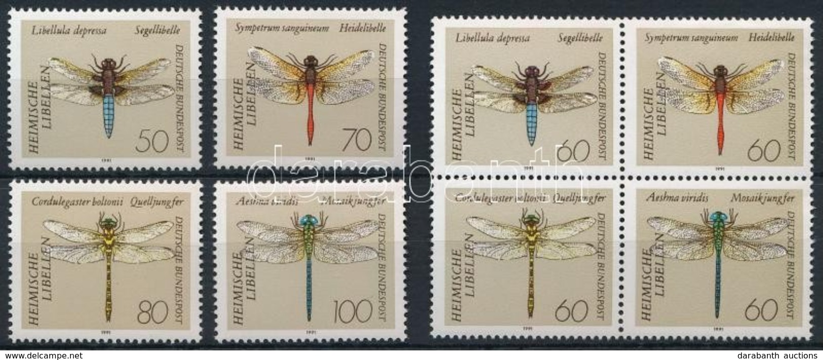 ** 1991 Szitakötő Sor Négyestömbbel Mi 1545-1552 - Other & Unclassified