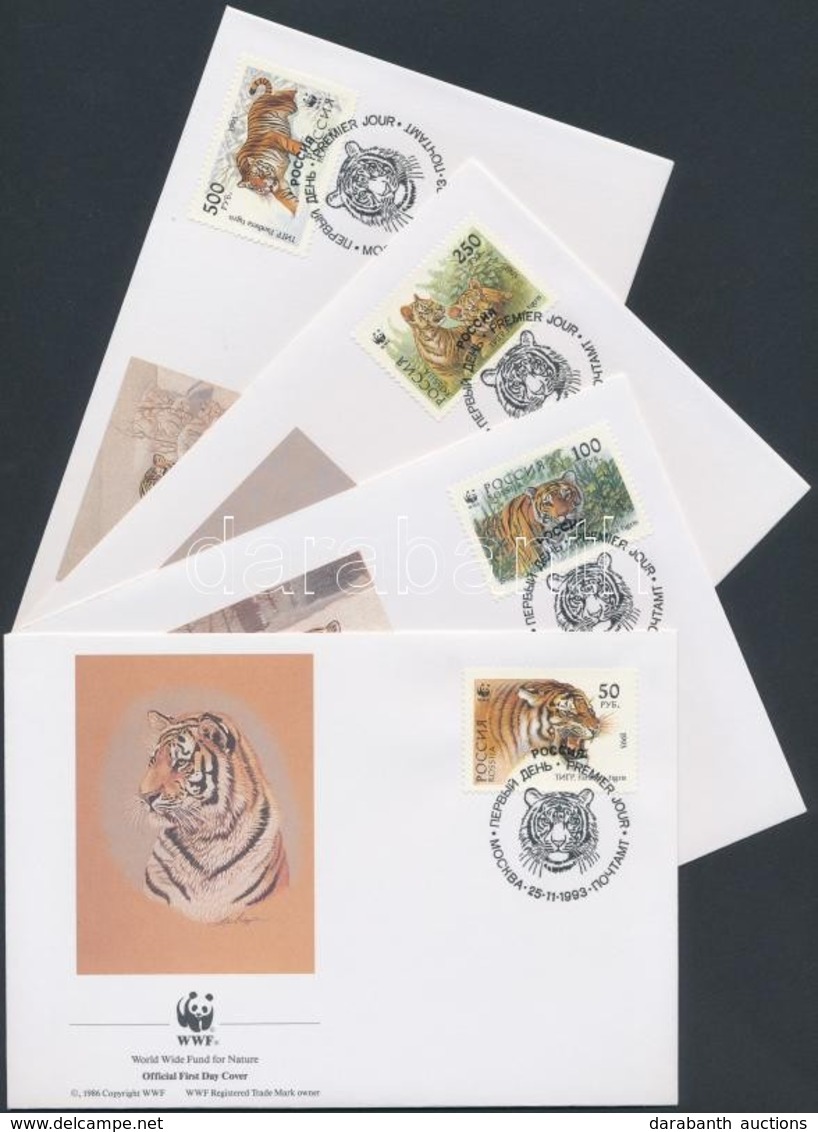 1993 WWF Szibériai Tigris Sor Mi 343-346 4 FDC - Other & Unclassified