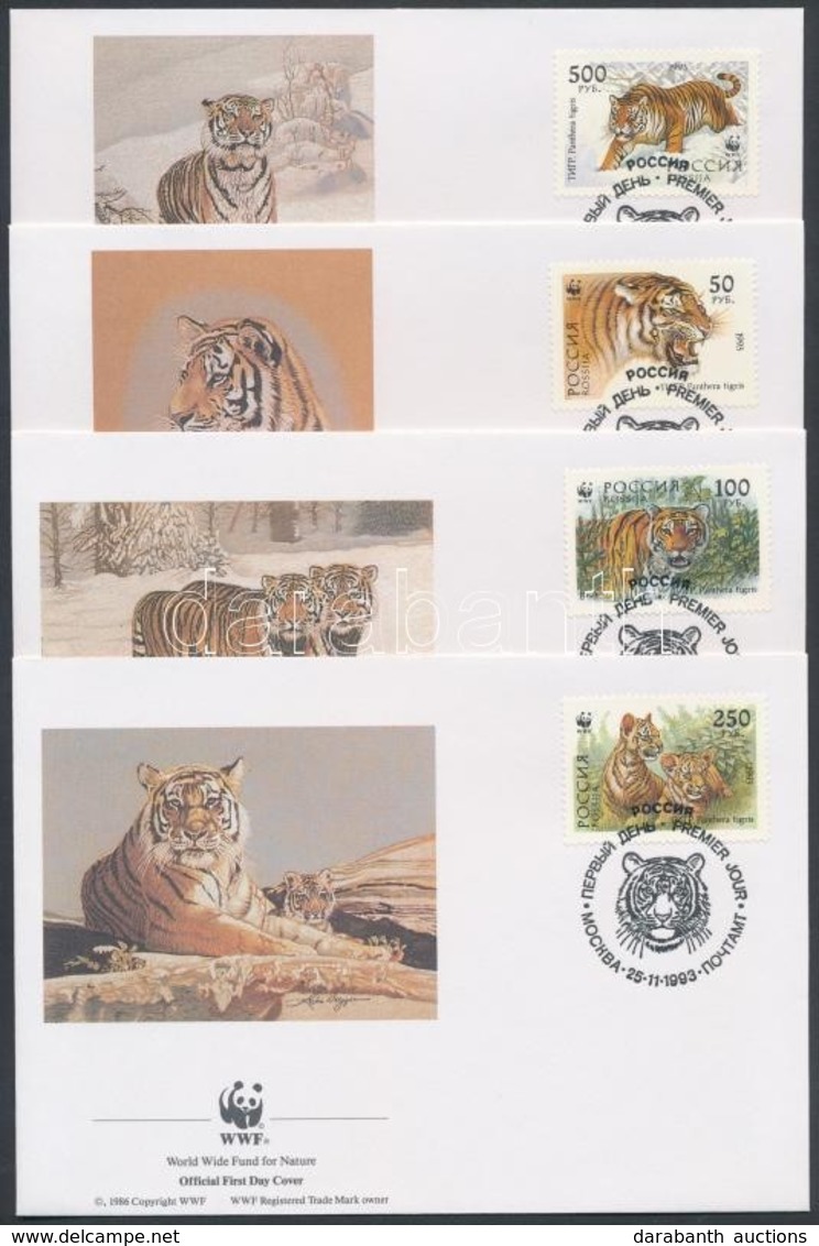 1993 WWF: Szibériai Tigris Sor 4 Db FDC-n Mi 343-346 - Other & Unclassified
