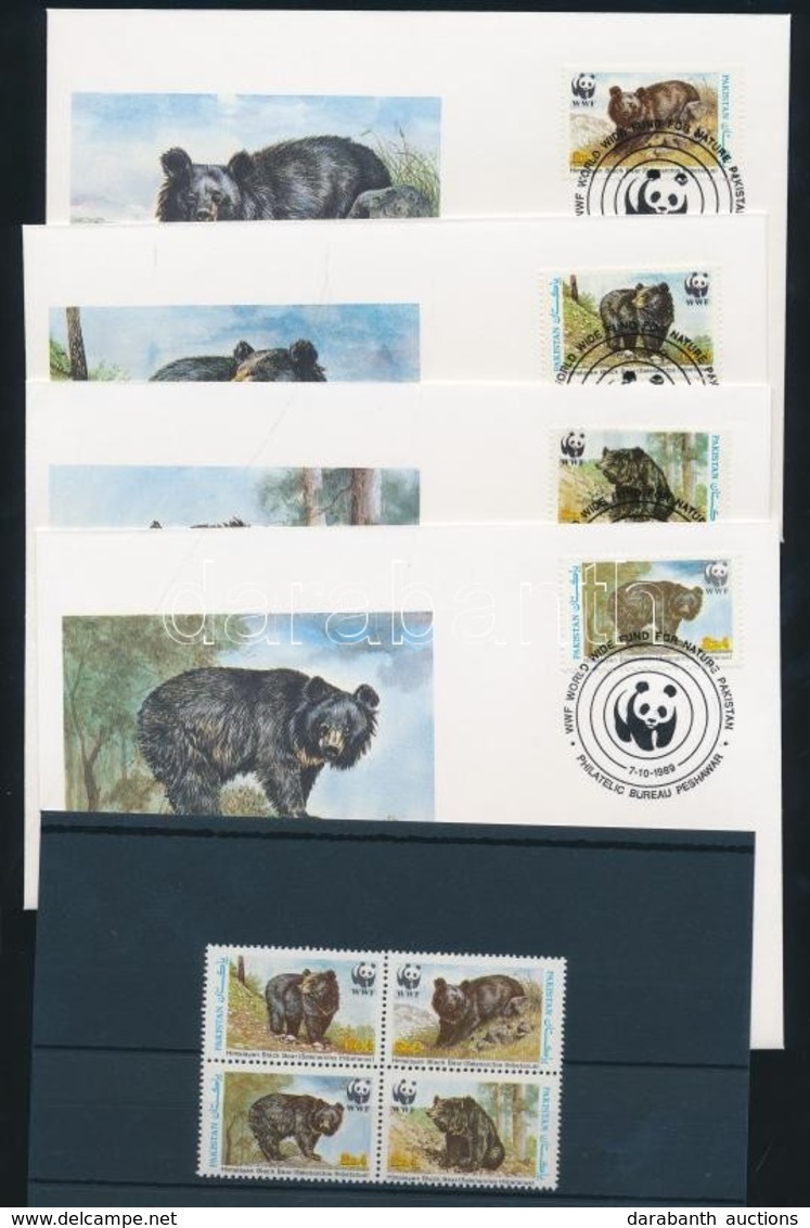 ** 1989 WWF: Örvös Medve Négyestömb Mi 759-762 + 4 FDC - Other & Unclassified